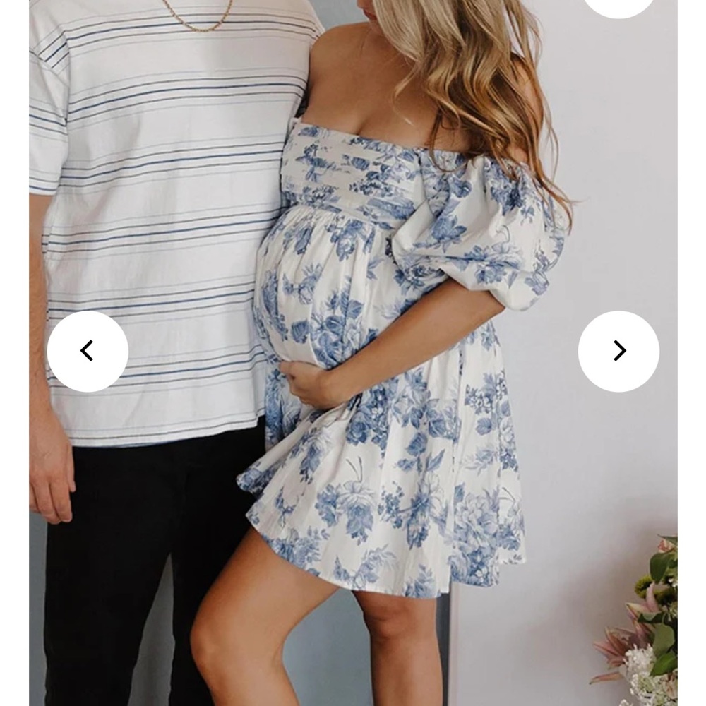 Chic Blue Floral Midi Dress